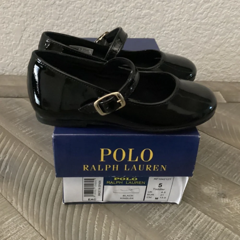 POLO RALPH LAUREN Toddler Girls Kinslee Leather Flats, size 5